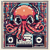 Octopus DJ spinning records