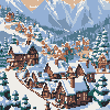 A winter village in the mountains